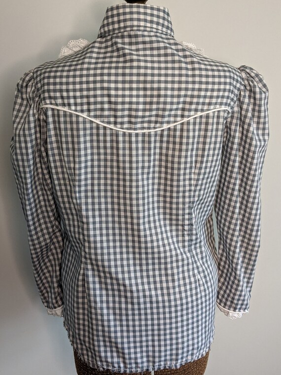 Late 70s Early 80s Western Gingham Eyelet Heart T… - image 4