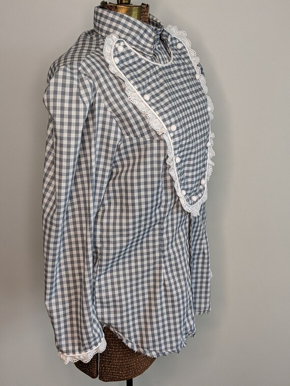 Late 70s Early 80s Western Gingham Eyelet Heart T… - image 2