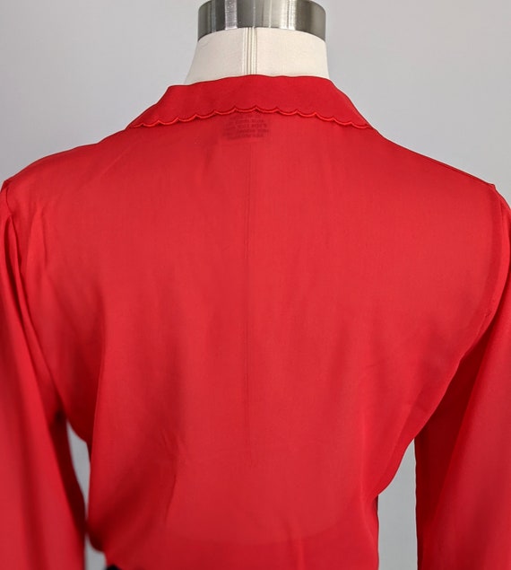 Cherry Hill Red Sheer Embroidered  Blouse - image 8