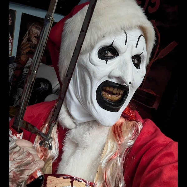 Wearable Psycho Mime Open-Mouth Horror Mask – Handmade Clown Face Mask – Halloween & Cosplay Latex Prop