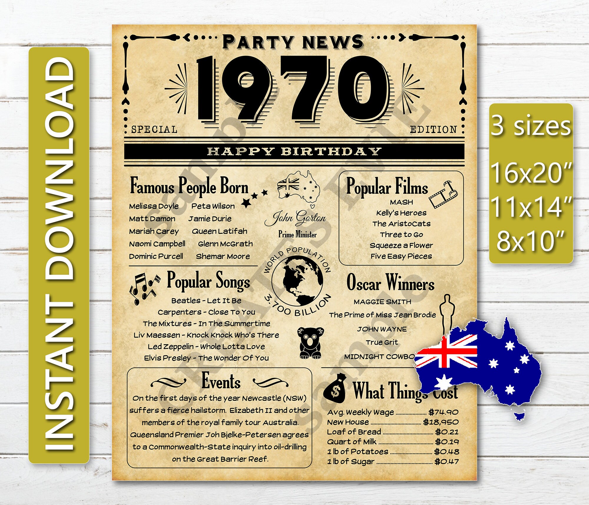 51 Years Ago in 1970 Australia 1970 Newspaper Poster Instant Etsy