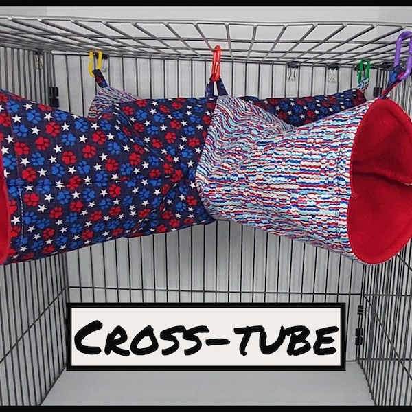 Patriotic paws hanging cross-tube! Great for rats, ferrets and other furry friends!  Pre-made ready to ship!
