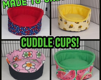 CUDDLE Cups! STANDARD Size  Made to order! Pick your fabrics! Great for guinea pigs & other furry friends! Stiff sides available!!