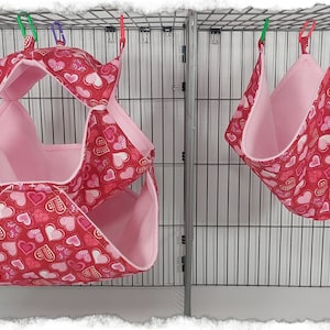 Sparkly Hearts on Red 2-piece small animal bedding set! Great for rats, ferrets and other small pets. Ready to ship!