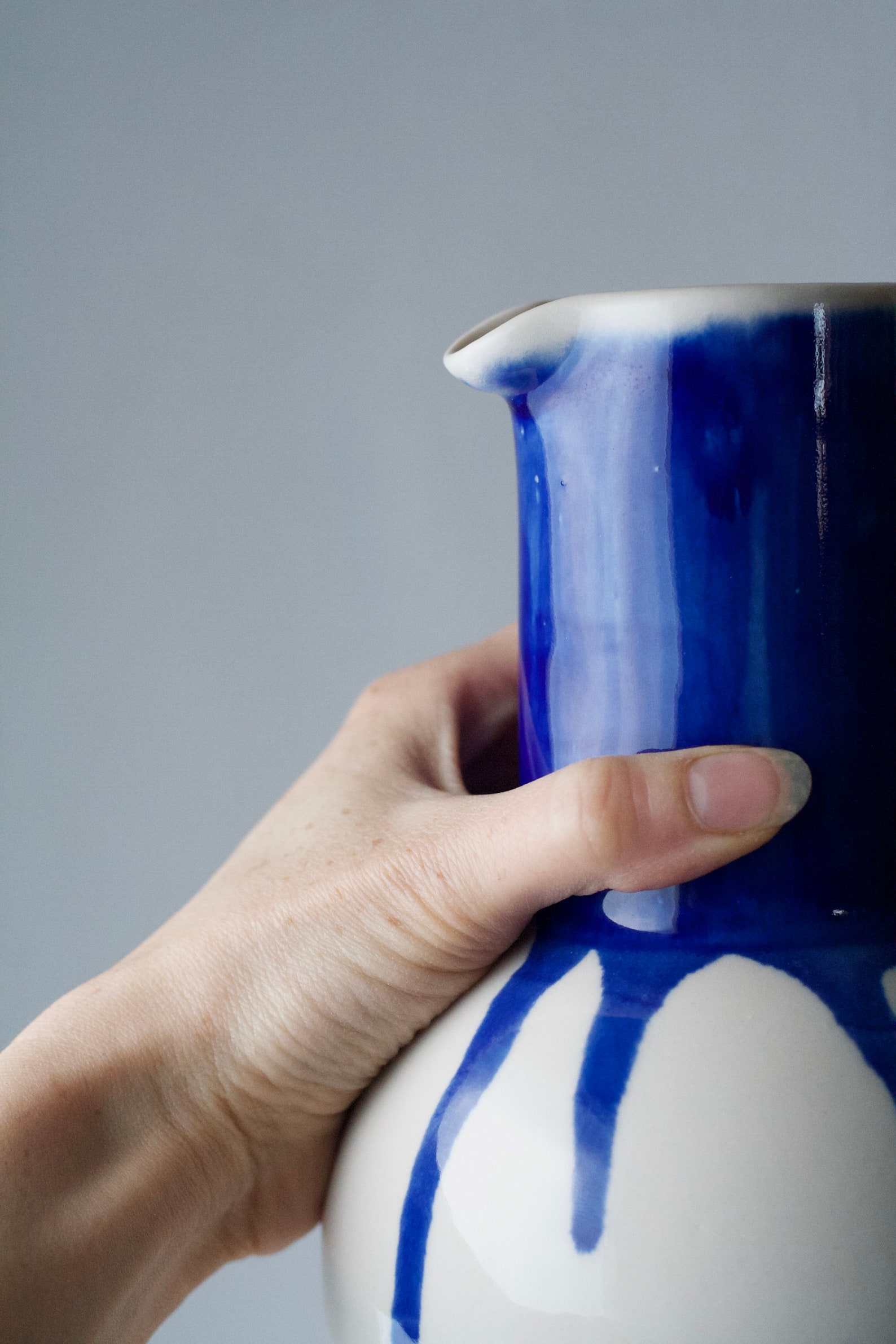 Blue Water vase minimalist water jug porcelain ceramic Etsy