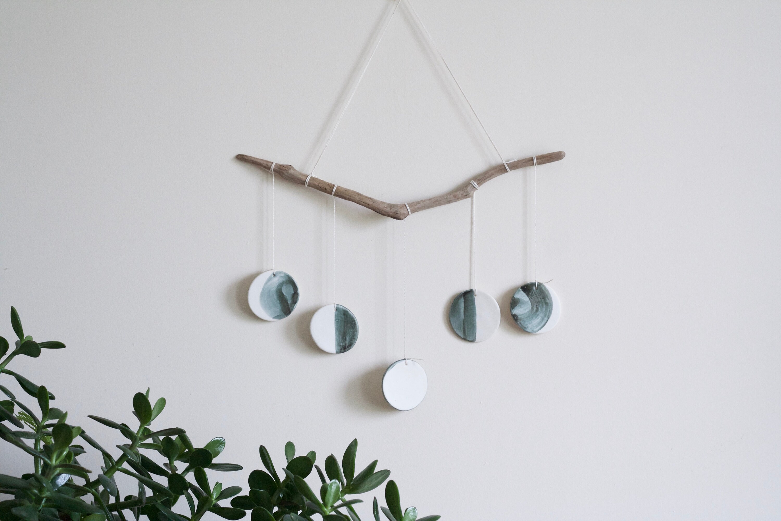 Pendaison Lunaire | Céramique Phases de Lune Mur Suspendu Porcelaine Cycle Décoration à La Maison