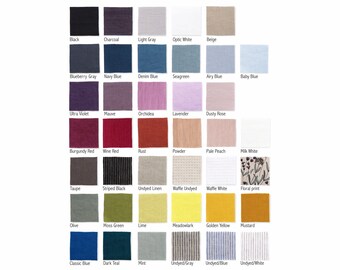 LINEN FABRIC SAMPLES - Softened stone washed flax fabric color palette, Medium weight linen fabric - 185 gsm