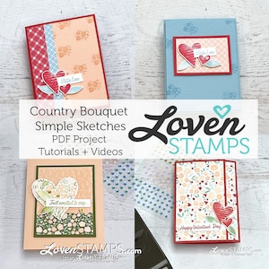 Stampin' Up ! Tutoriels de cartes et économiseurs de croquis avec bouquet de pays - PDF UNIQUEMENT