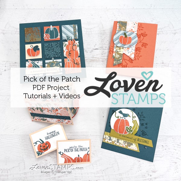 Stampin' Up ! Lot de tampons "Choix de l'écusson + perforatrice" et papier de la série Design Promenade dans le jardin - Tutoriels pour cartes et projets d'automne - PDF UNIQUEMENT