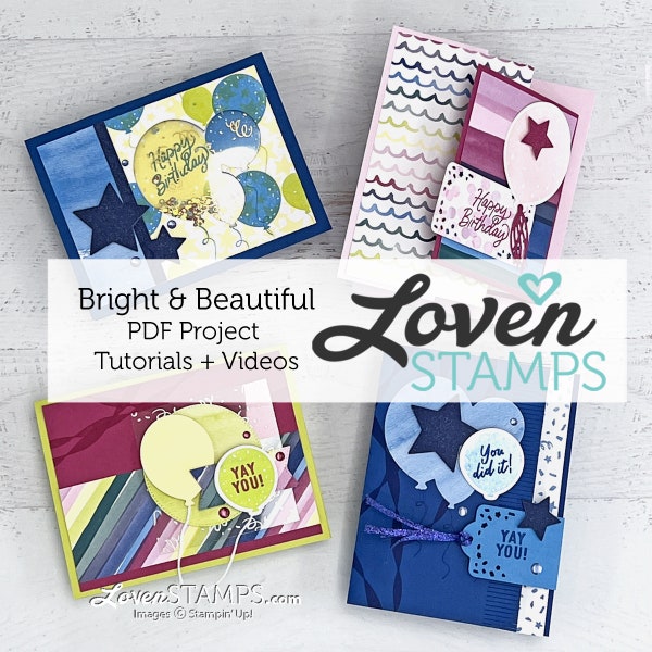 Stampin' Up ! Tutoriels de cartes et de projets avec Bright & Beautiful Balloons Suite - PDF UNIQUEMENT