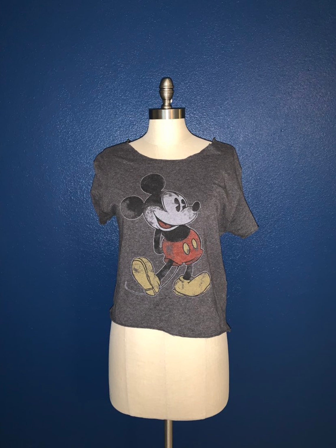 Disney Mickey Mouse Distressed Crop Top Etsy