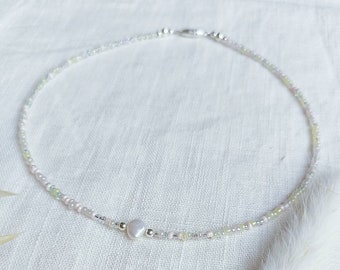 Sardinia Necklace // Beaded choker, Delicate, Freshwater pearls, Boho jewellery, Thin, Gifts for women, Wedding guest accessories, Neutral