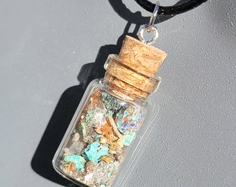 Arizona Desert Crystal Mix Glass Jar Necklace: Raw Stone Rockhound Gift