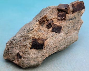 Limonite after Pyrite Cubes on Matrix from the Harquahala Mountains, Arizona | Pseudomorph Rock Specimen | 25.17g | Raw Stone | Geology Gift