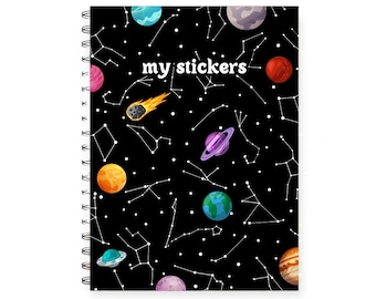 Reusable sticker book galaxy, cute sticker book, Sticker album reusable, sticker collection book, sticker release notebook, sticker binder