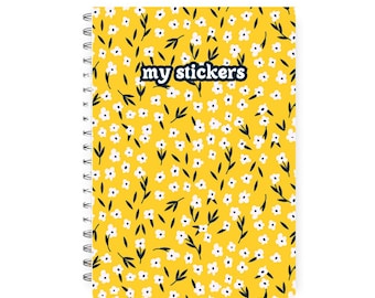 Reusable sticker book floral, sticker collection book, cute sticker book, sticker journal, sticker release notebook, sticker album reusable