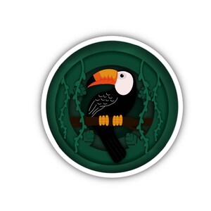 Adhesivo de vinilo de 3 x 3 pulgadas con forma de tucán para su computadora portátil, botella de agua, agenda o Bullet Journal, calcomanía de flores, calcomanías para patinetas