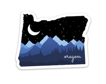 Oregon State 3x3in Sticker, Mountain Sticker, staat sticker waterfles