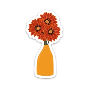 Kiss Orange Gazania Flower Bouquet 3x3in. Vinyl Sticker for your Laptop, Hydroflask, Water Bottle, Planner or Bullet Journal, Flower Decal