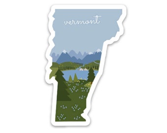 Vermont sticker for water bottle, Vermont gifts, green mountain Vermont state pride laptop stickers, Burlington Vermont decal, VT stickers