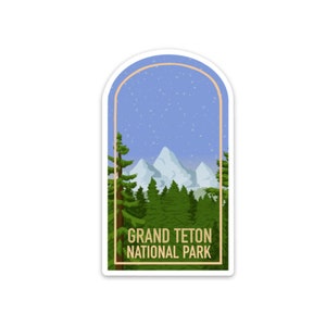 Grand Teton National Park Aufkleber, Aufkleber, 3 x 3 in. Vinyl-Aufkleber perfekt für Wasserflaschen, Bullet Journals, Laptops, etc.