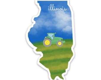 Illinois Sticker, Illinois State 3x3in Sticker, state sticker water bottle