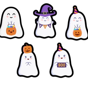 Cute ghost sticker set, ghost stickers waterproof, halloween sticker bundle, Halloween stickers for water bottle, Halloween sticker pack