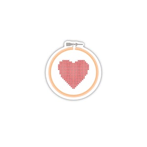 Cross stitch stickers, embroidery stickers valentine’s day, embroidery sticker unique, cross stitch bumper sticker, thread sticker