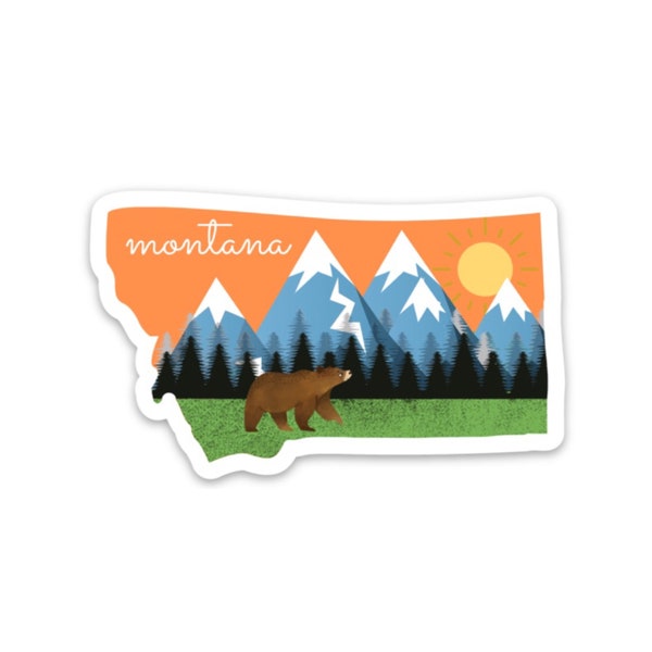 big sky Montana sticker for laptop, mountain sticker for water bottle, Montana gifts, outdoorsy gifts for men, RV stickers, Billings MT