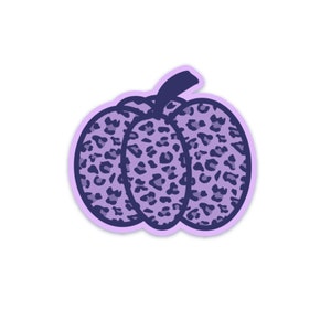 Lila Kürbis, Kürbis Aufkleber, Kürbis Sticker mit Leopardenmuster, Süßes oder Saures Aufkleber, Halloween Aufkleber niedlich, Halloween Aufkleber für Planer