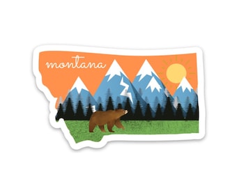 Pegatina de Montana para portátil, pegatina de montaña para botella de agua, regalos de Montana, pegatina de Billings, Montana y Missoula, cuaderno