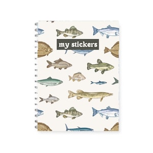 Reusable sticker book fish, sticker book for men, sticker book storage, sticker release notebook, sticker collection book