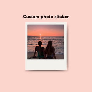 Aangepaste fotostickers, bedankje strandhuwelijk, gunsten familiereünie, 8e verjaardagscadeau, grote aangepaste sticker, cadeau 50e huwelijksverjaardag