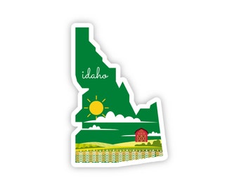 Idaho State sticker 3 x 3 inch, boerderijsticker, staatssticker voor waterfles