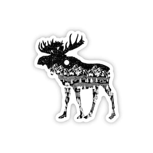 Moose sticker, moose decal, moose vinyl stickers, outdoor stickers for water bottles, moose stickers mini, moose gifts, moose car sticker