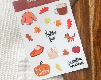 Herbst-Stickerbogen, Mini-Sticker, Herbst-Sticker-Set, Herbstplaner-Stickerbögen, Vinyl-Stickerbogen