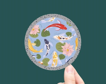 Koi fish sticker, koi pond sticker, koi stickers, fish stickers cute, Japanese koi fish decals, garden stickers vinyl, Japanese fish sticker