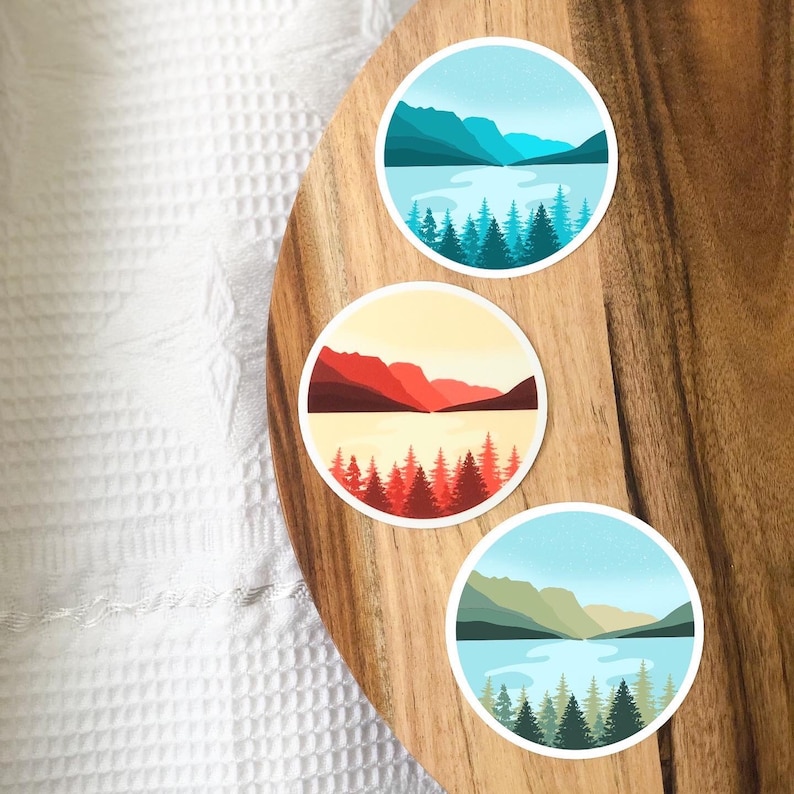 Mountain Landscape Sticker Decal, Mountain Sticker for Car, Lake ...