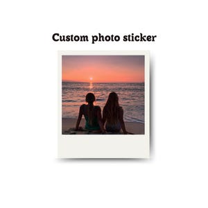 Aangepaste fotostickers, gunsten voor familiereünie, strandhuwelijksgunst, 8e verjaardagscadeau, grote aangepaste sticker, cadeau 50e huwelijksverjaardag