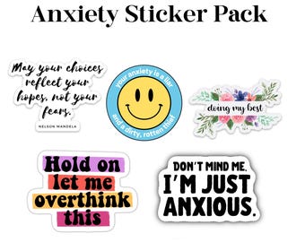 Anxiety sticker pack, mental health sticker bulk, Mental health stickers bundle, wellness stickers, mental health sticker set