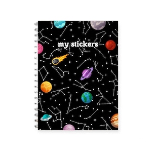 Livre d&#39;autocollants réutilisables galaxie, joli livre d&#39;autocollants, album d&#39;autocollants réutilisable, livre de collection d&#39;autocollants, cahier d&#39;autocollants, classeur d&#39;autocollants