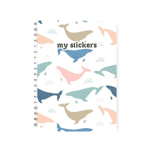 Reusable sticker book whale, cute sticker book, sticker album reusable, sticker release notebook, sticker collection book
