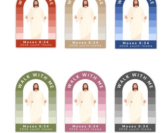 Walk with Me 2026 youth theme sticker pack, walk with me scripture stickers, lds youth theme stickers, 2026 young women theme stickers