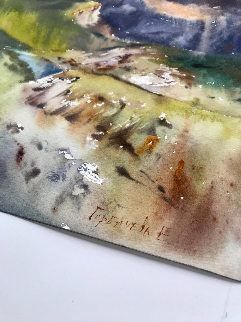 Alpine lawn II Watercolor Original Painting artwork Etsy