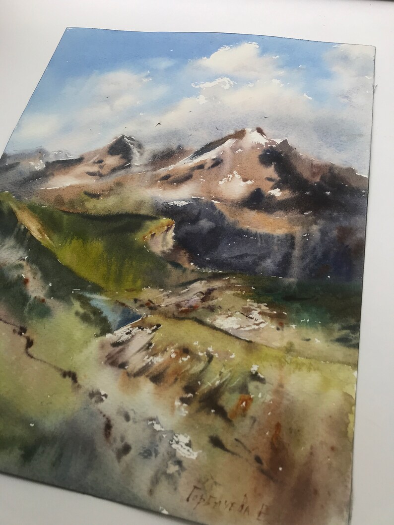 Alpine lawn II Watercolor Original Painting artwork Etsy