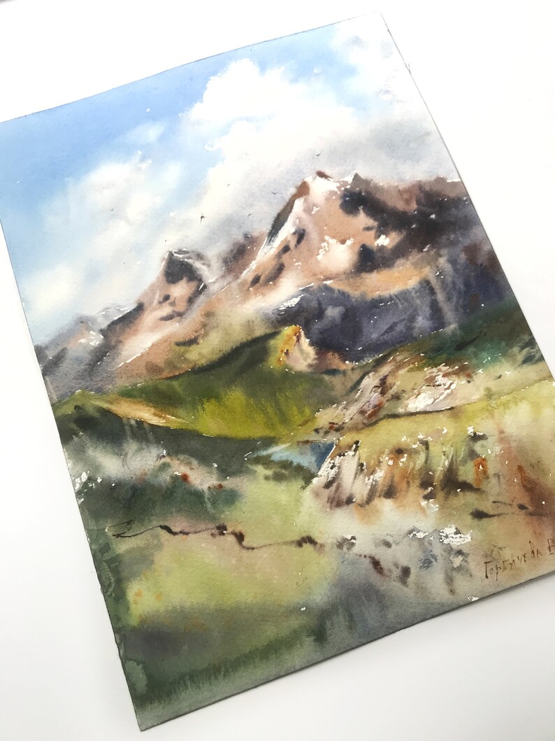 Alpine lawn II Watercolor Original Painting artwork Etsy