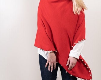 The Peyton Pearl Poncho in Red