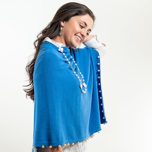 The Peyton Pearl Poncho in Sky Blue