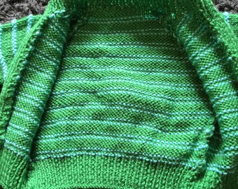 Green stripped boys baby jumper.