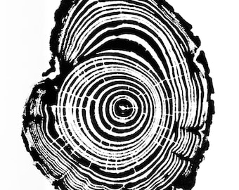 Little Olive II Wood Print | Handprinted Tree Rings | Woodcut | Nature Art | Log Print | 5 x 7